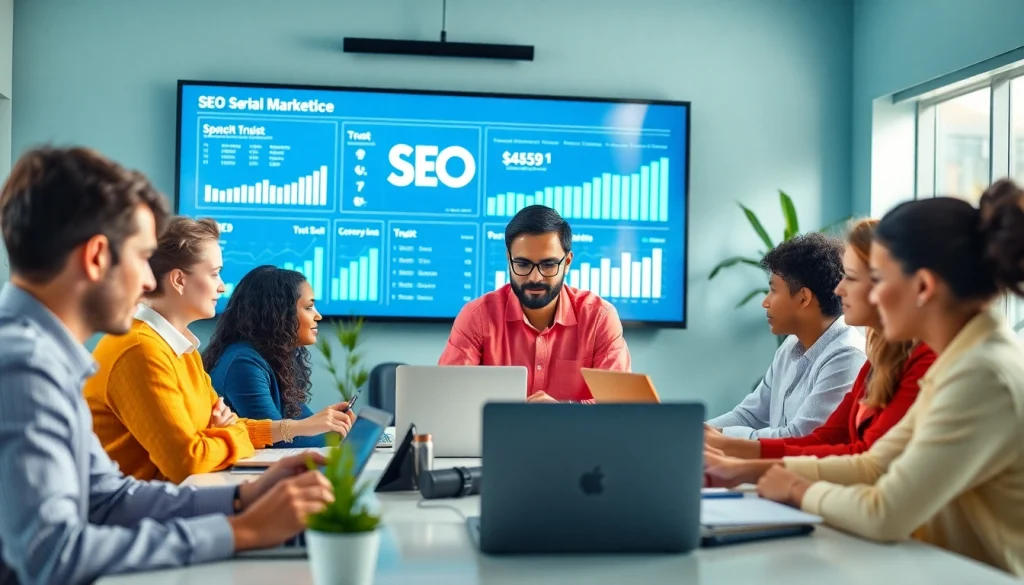 Analyzing SEO performance data in a collaborative workspace to improve online visibility.