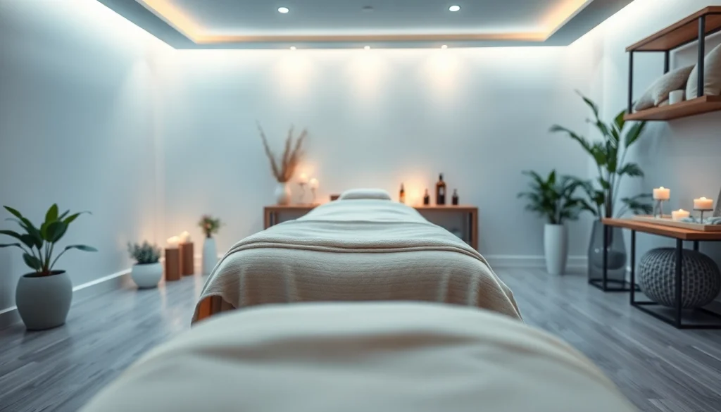 편안한 장식과 아늑한 조명이 있는 평화로운 스파 환경에서의 이완 마사지 치료 세션.