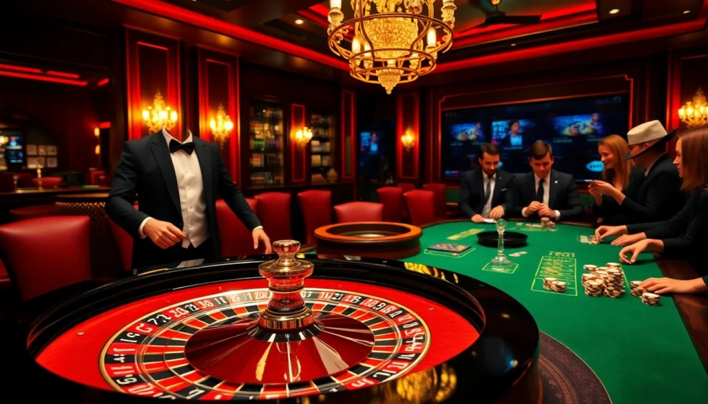 Un joueur s'engageant à une table de roulette élégante dans un casino en ligne Français, montrant excitation et luxe.