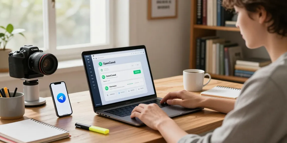 Individual using clawbot in a cozy home office with multiple productivity tools.
