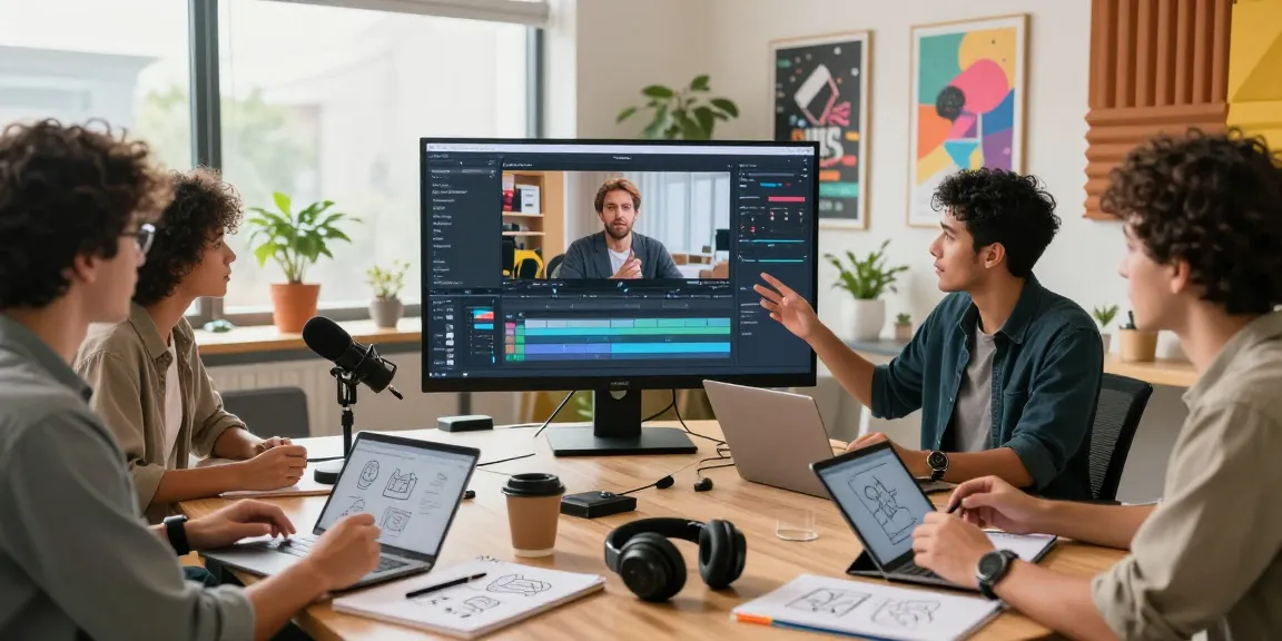 Seedance AI video production team collaborating in a vibrant studio environment.