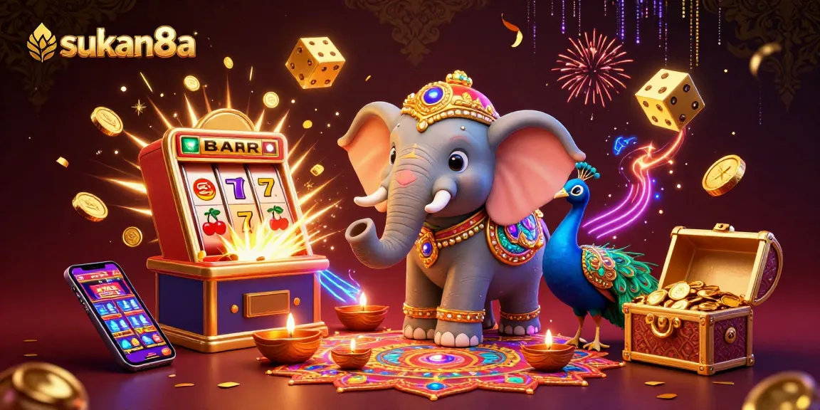 Sukan8a unfolds a vibrant casino win scene with rich imagery of jackpots and game excitement.