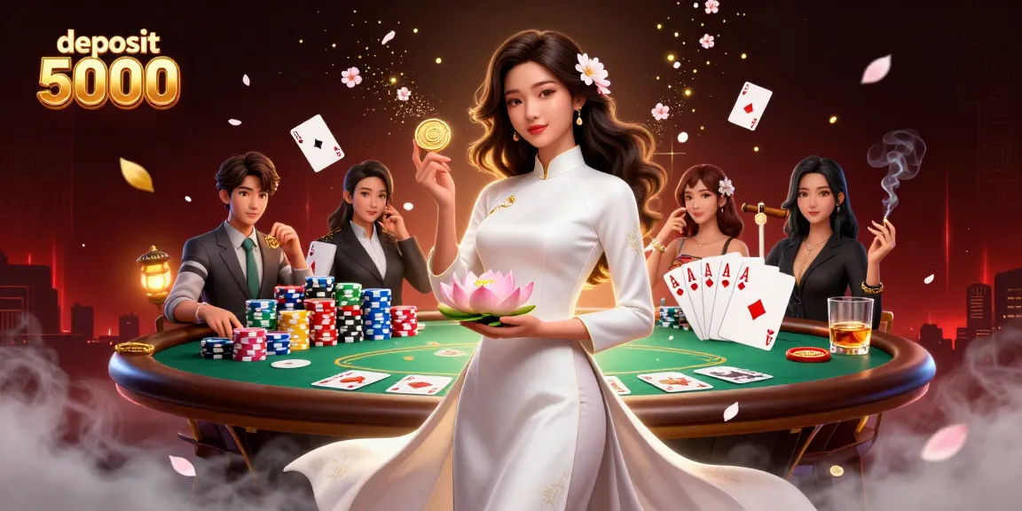 Experience the thrill of a deposit 5000 in this rich casino scene with vibrant poker elements and enchanting characters.