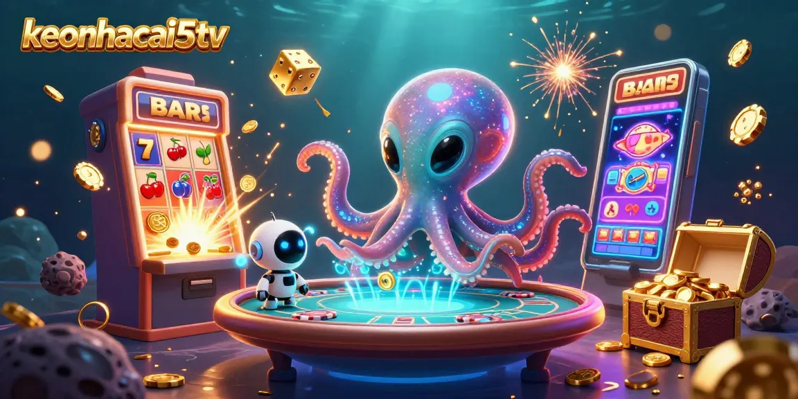 Experience exciting gameplay with keonhacai5tv as an alien octopus hosts a dynamic poker table.