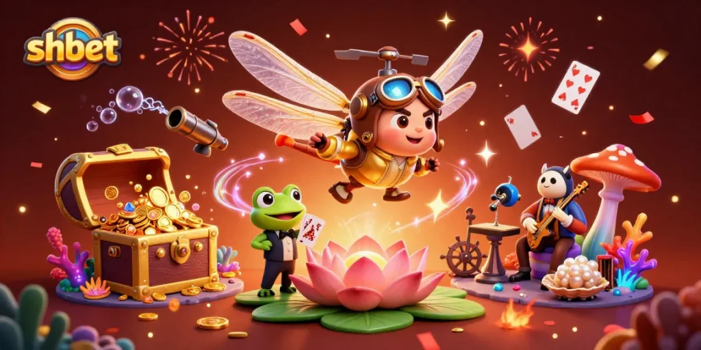 Experience thrilling gameplay with shbet at a lively lily pad casino featuring unique characters.