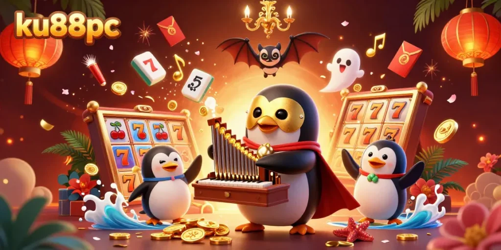 Engage with the vibrant world of ku88pc through a whimsical casino adventure featuring a penguin organist.