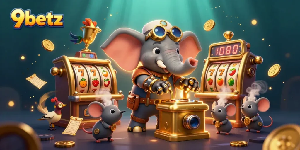 Players explore thrilling opportunities at 9betz's dynamic gaming scene featuring steampunk elements.